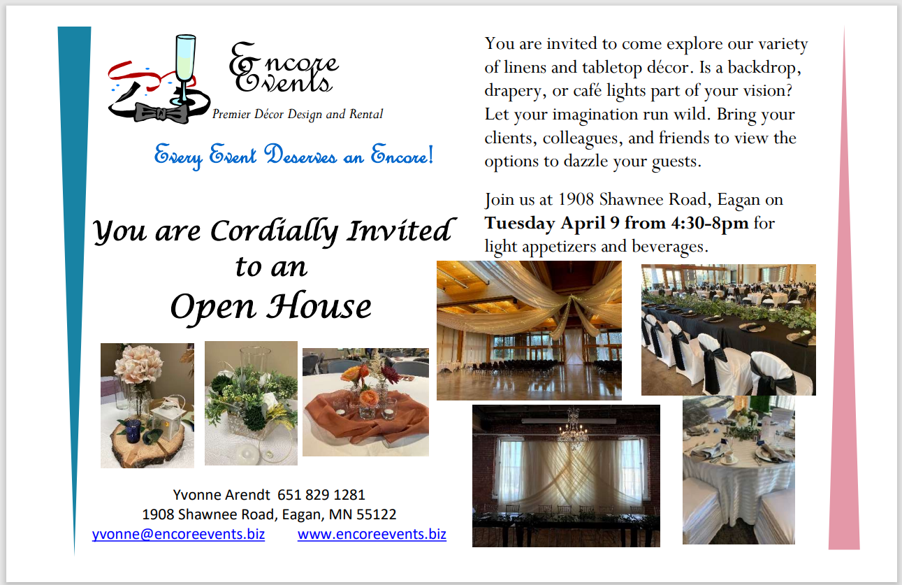Invitation for Open House event on April 9th